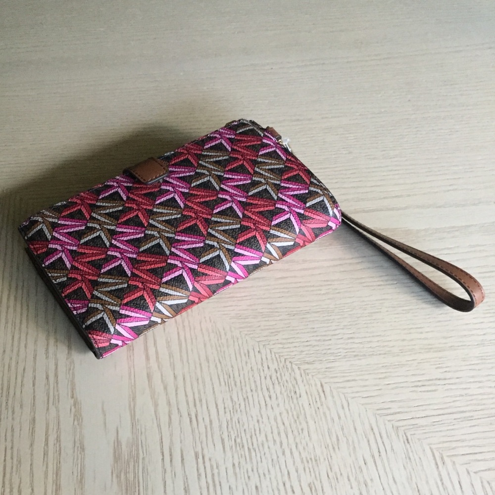 Michael Kors Brown Multi Double Zipper Wristlet - Picture 4 of 13